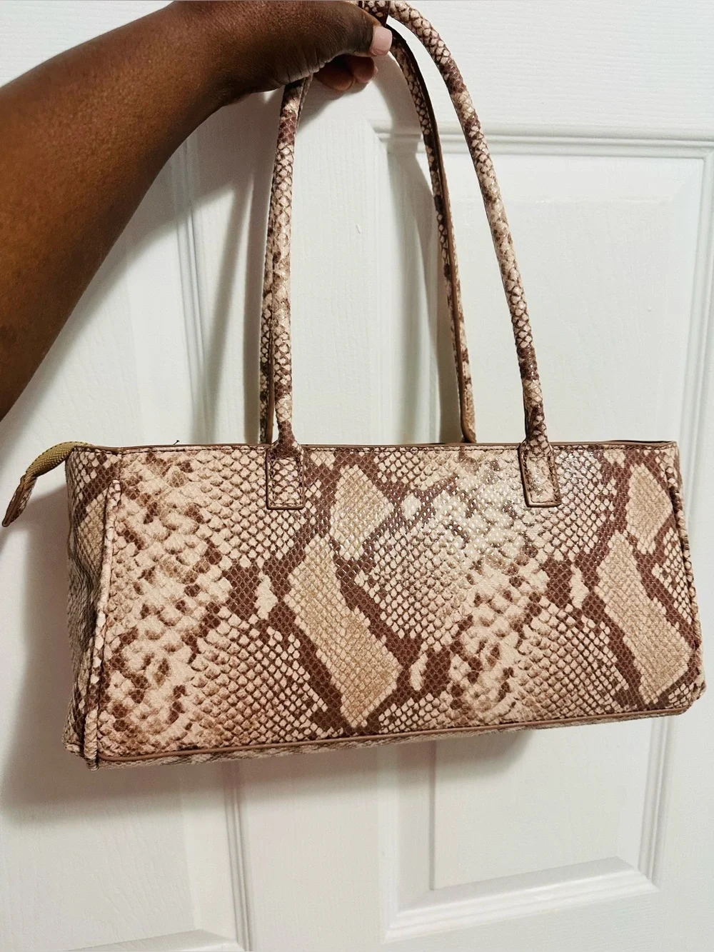 I.N.C Internal Concepts Python-Pattern Satchel Bag in Taupe-NWT!